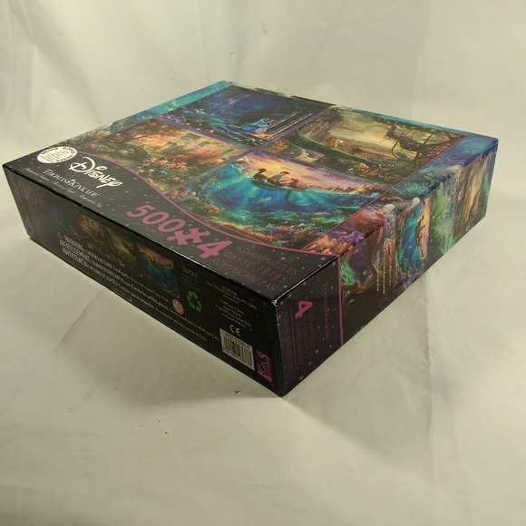 Disney Thomas Kinkade 4 in 1 Puzzle 500pc Cinderella Mickey Lion King Mermaid - Picture 6 of 8